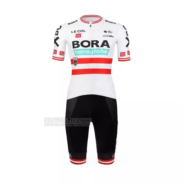 2022 Cycling Jersey Bora-Hansgrone Red White Short Sleeve and Bib Short